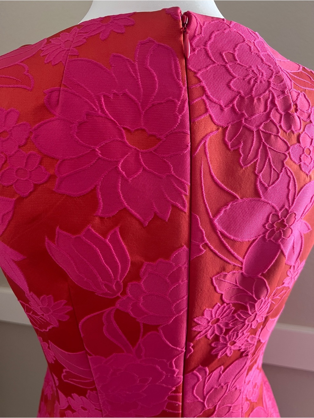Alexia Admor Fuchsia Pink & Orange Floral Jacquard Fit & Flare Dress - Size S - Picture 10 of 11